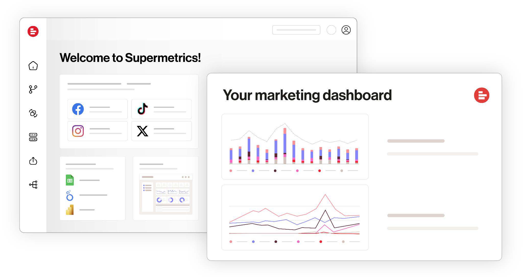 Supermetrics käyttöliittymä näkymä